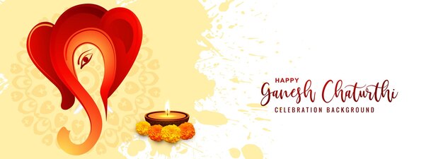 Felice ganesh chaturthi festival religioso indiano banner card design
