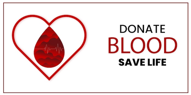 Felice Giornata Mondiale del Donatore di Sangue Rosso Bianco Sfondo Nero Social Media Design Banner Vettore gratuito