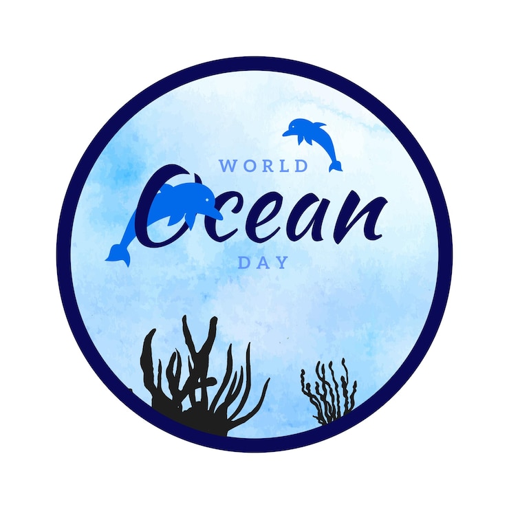 Vettore gratuito felice giornata mondiale dell'oceano blu bianco sfondo nero social media design banner vettore gratuito