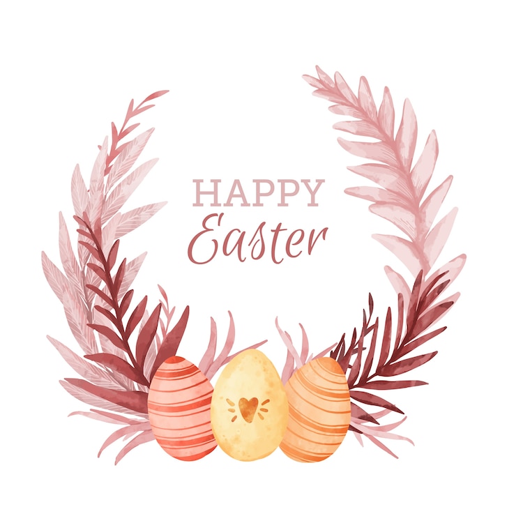 Vettore gratuito felice giorno di pasqua dell'acquerello lascia la struttura