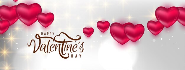 Felice giorno di San Valentino cuori decorativi banner design vettoriale