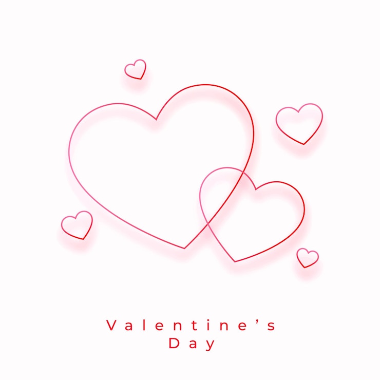 Vettore gratuito felice giorno di san valentino sfondo rosa tenue con cuori in stile linea
