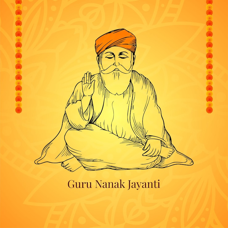 Vettore gratuito felice guru nanak jayanti carta di congratulazioni per il festival culturale punjabi