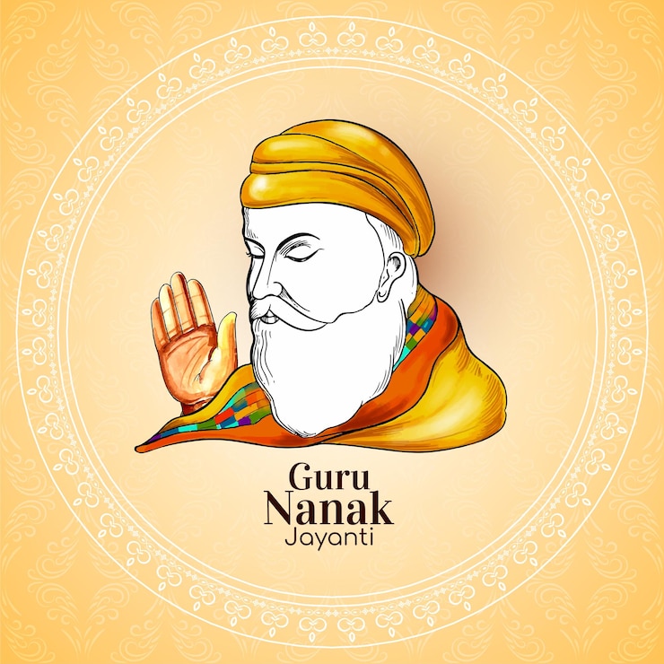 Vettore gratuito felice guru nanak jayanti sfondo della celebrazione del festival sikh