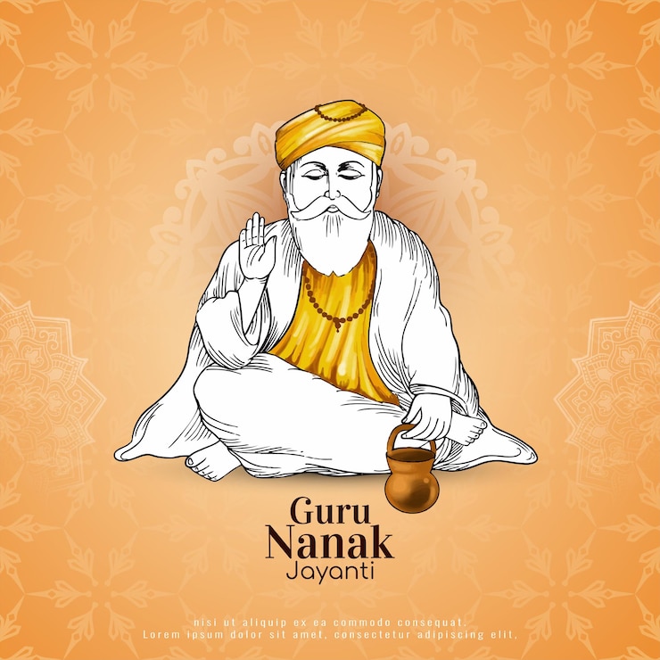 Vettore gratuito felice guru nanak jayanti sfondo della celebrazione del festival sikh