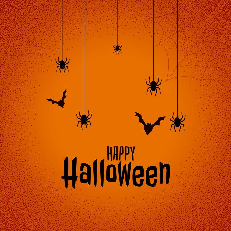 Vettore gratuito felice halloween festival sfondo con pipistrelli e ragno
