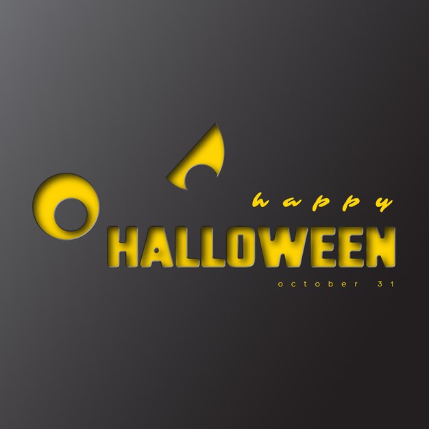 Felice Halloween. Stile carta tagliata, effetto 3d. Sfondo scuro. Illustrazione vettoriale