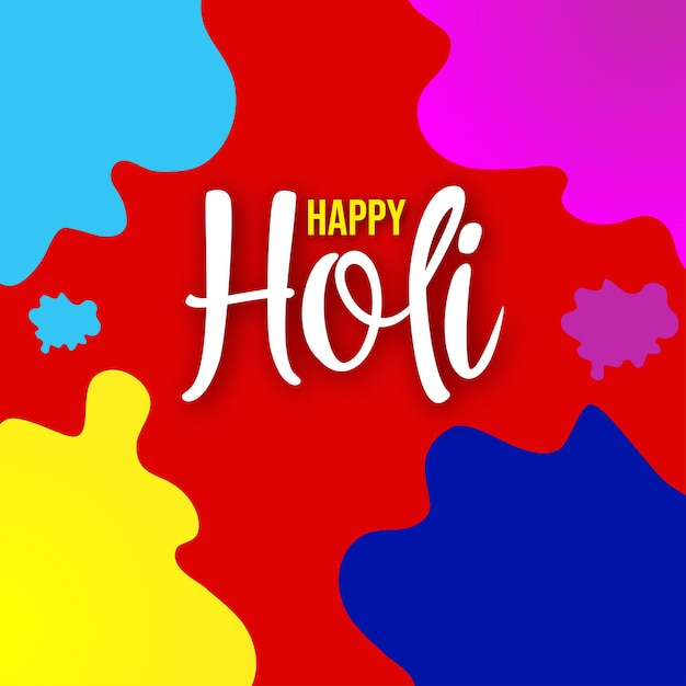 Felice Holi Saluti Rosso Giallo Blu Colorato Festival Induismo Indiano Social Media Sfondo