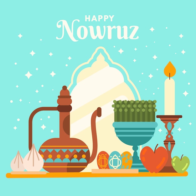 Felice illustrazione nowruz con specchio