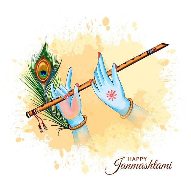 Felice Janmashtami con il Signore Krishna che suona il bansuri