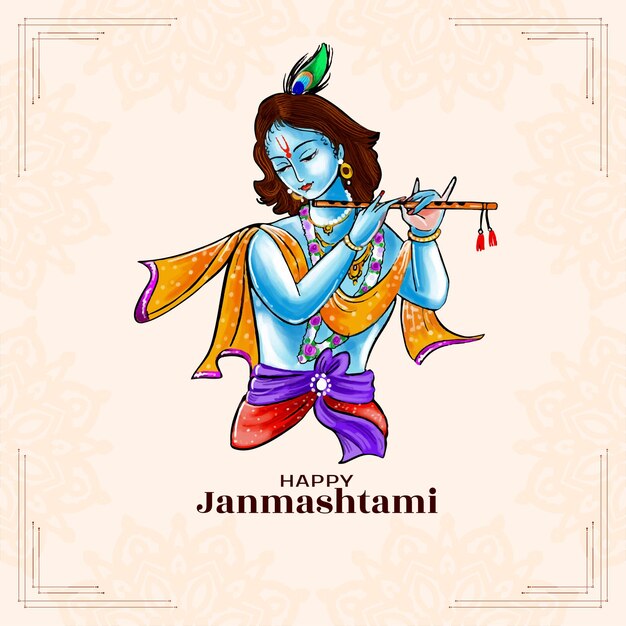 Felice janmashtami festa tradizionale indù vettore di sfondo religioso