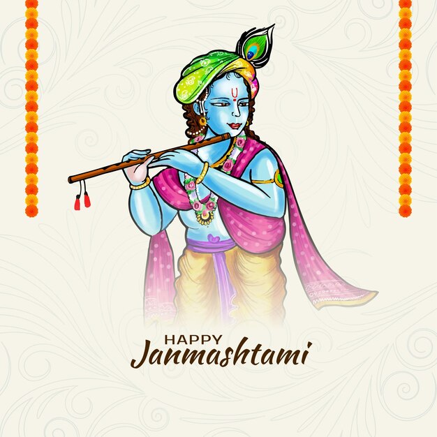 Felice janmashtami vettore di sfondo del festival culturale indiano