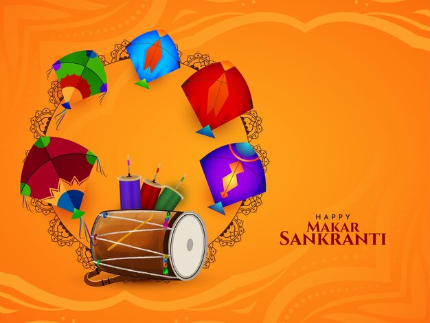 Felice Makar Sankranti Festa indiana sfondo della celebrazione moderna
