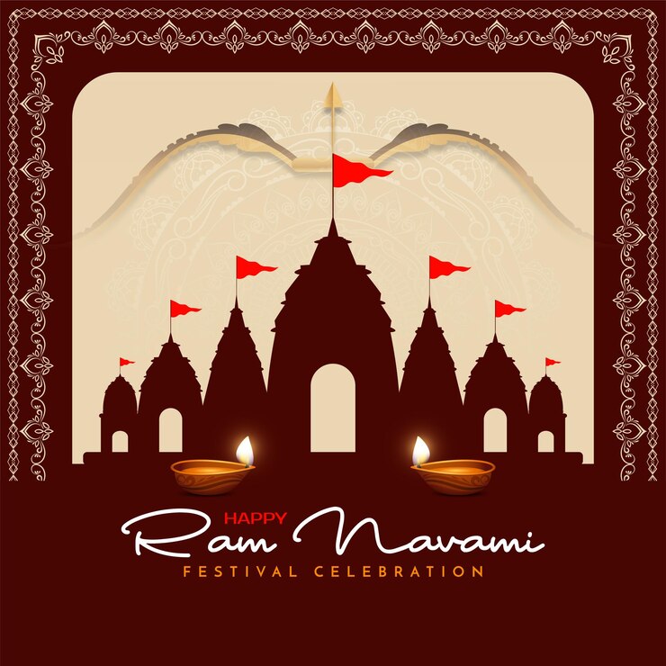 Vettore gratuito felice ram navami carta di auguri per la festa culturale indiana