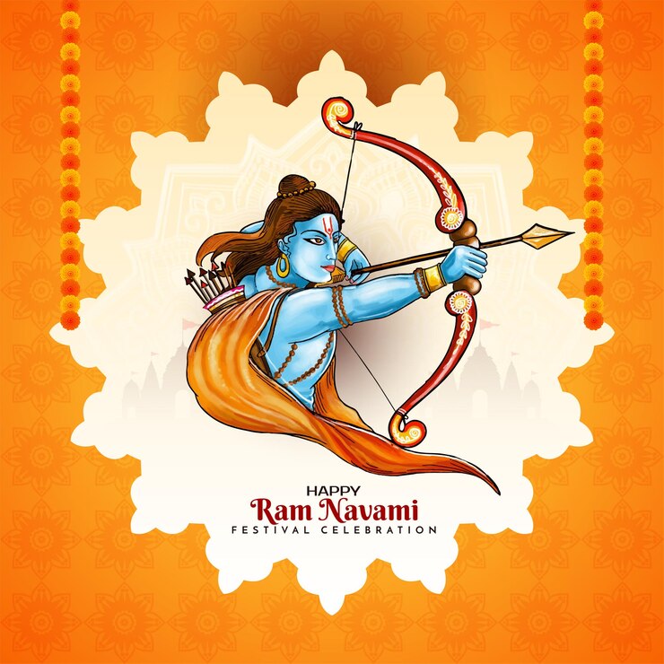 Vettore gratuito felice ram navami festa indiana sfondo religioso