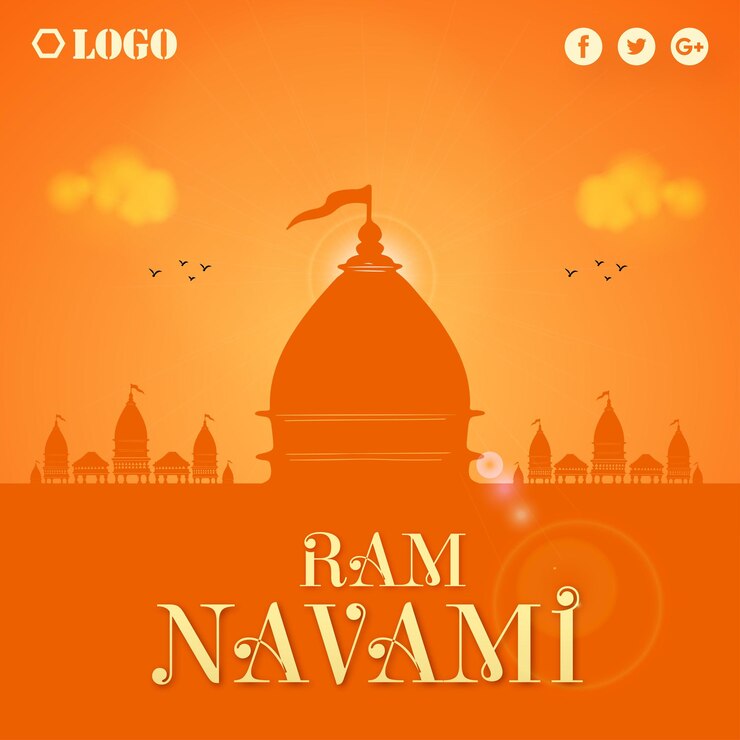 Vettore gratuito felice ram navami saluti sfondo arancione festival dell'induismo indiano social media banner vettore gratuito