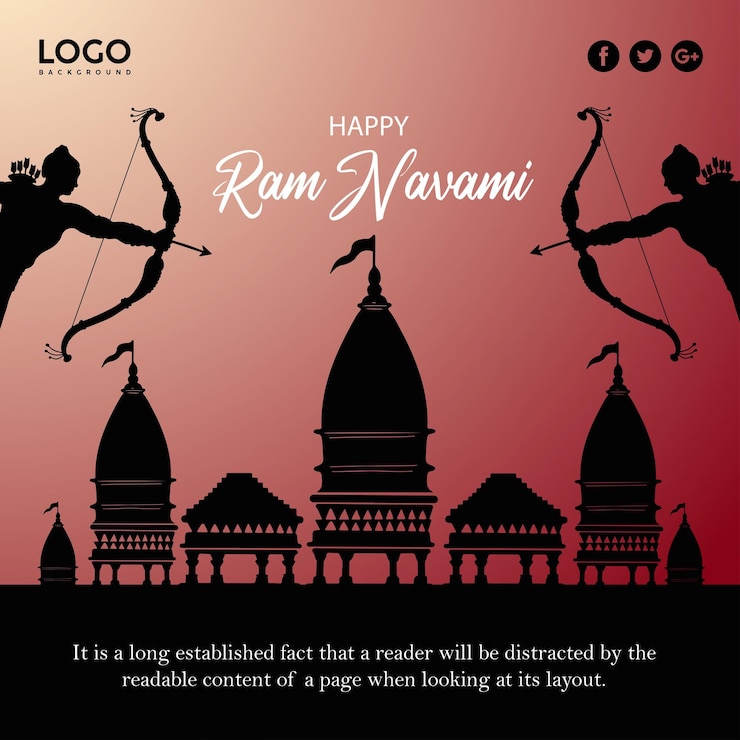 Vettore gratuito felice ram navami saluti sfondo nero rosso festival induismo indiano social media banner vettore libero