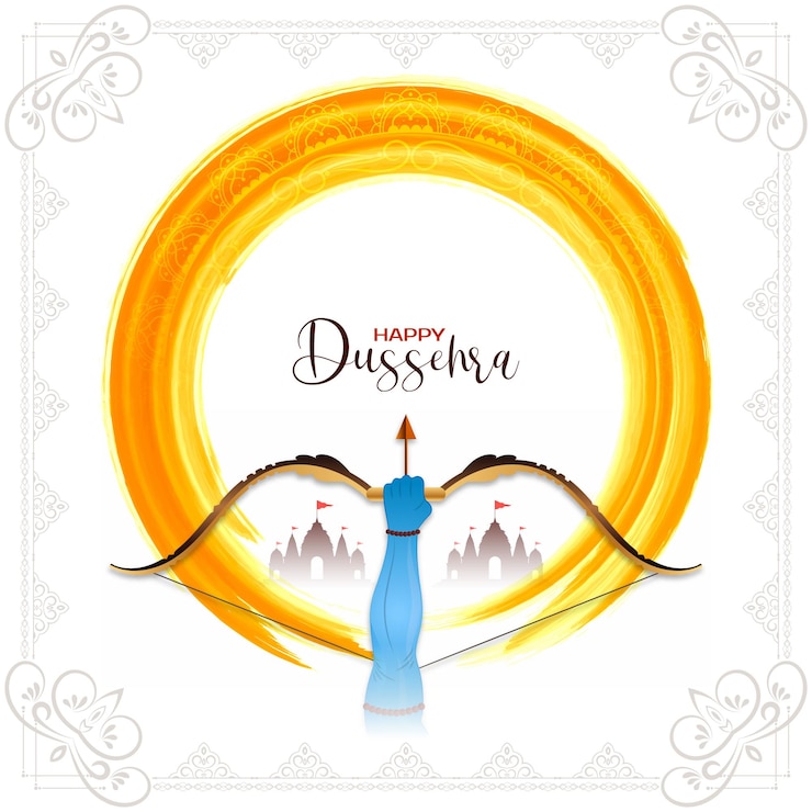 Vettore gratuito felice sfondo della festa di dussehra con disegno di freccia e arco