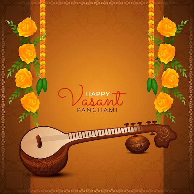 Felice Vasant Panchami tradizionale festival celebrazione sfondo disegno vettoriale