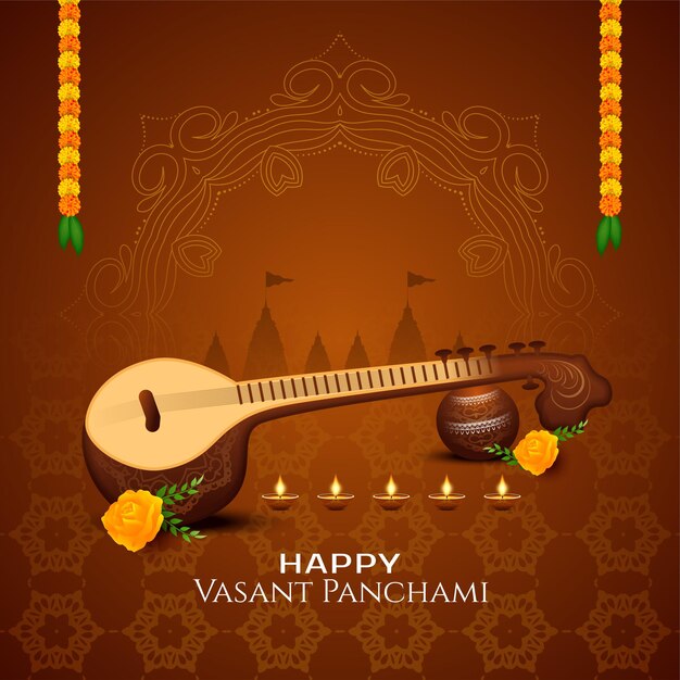 Felice Vasant Panchami tradizionale festival indiano saluto vettore di sfondo