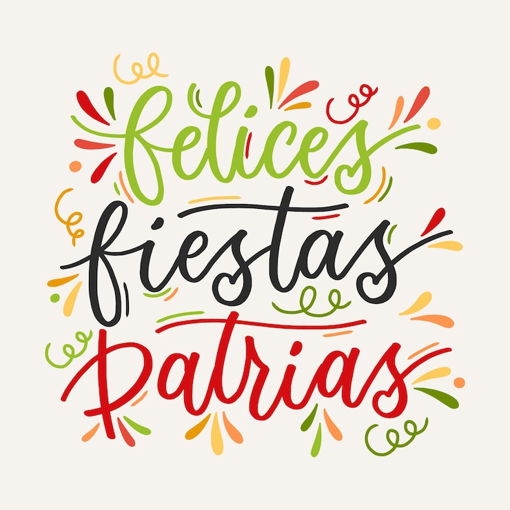 Vettore gratuito felices fiestas patrias - lettering