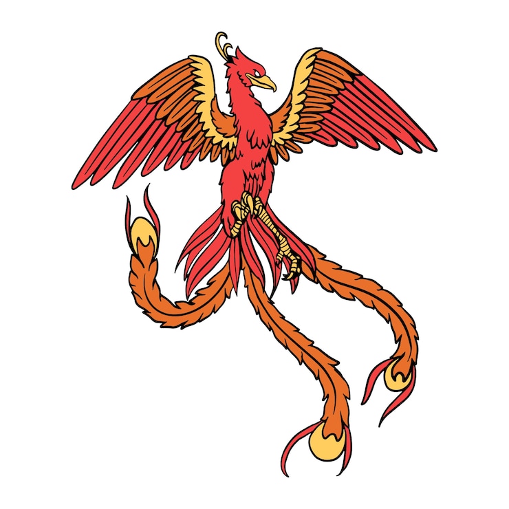 Vettore gratuito fenice di design disegnato a mano