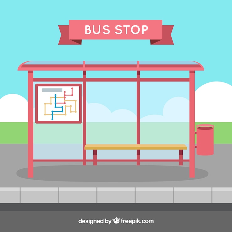 Vettore gratuito fermata dell'autobus vuota con design piatto