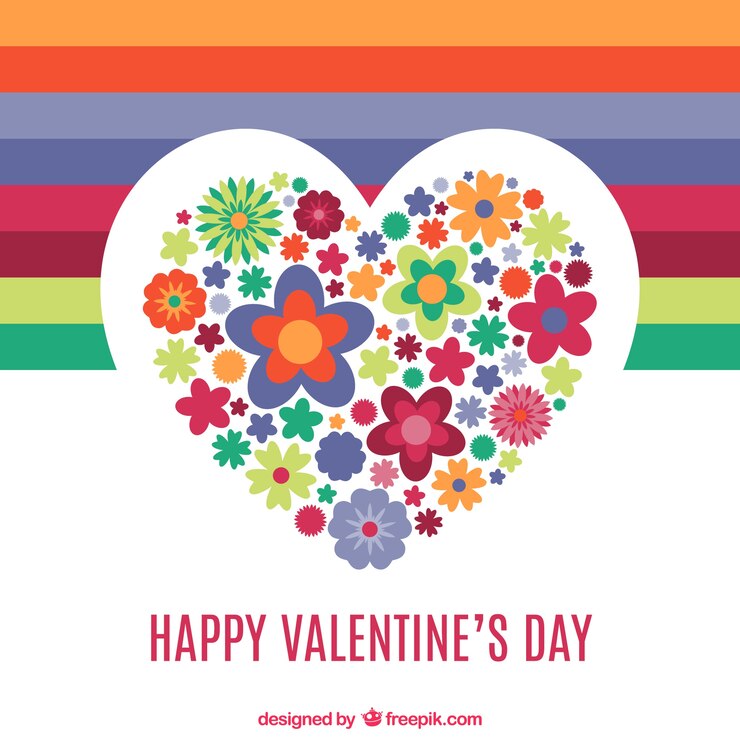 Vettore gratuito festa di san valentino cuore di fiori