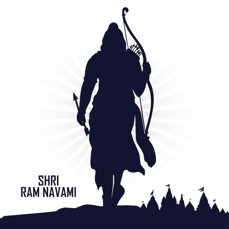 Vettore gratuito festa indù celebrata ram navami carta di sfondo