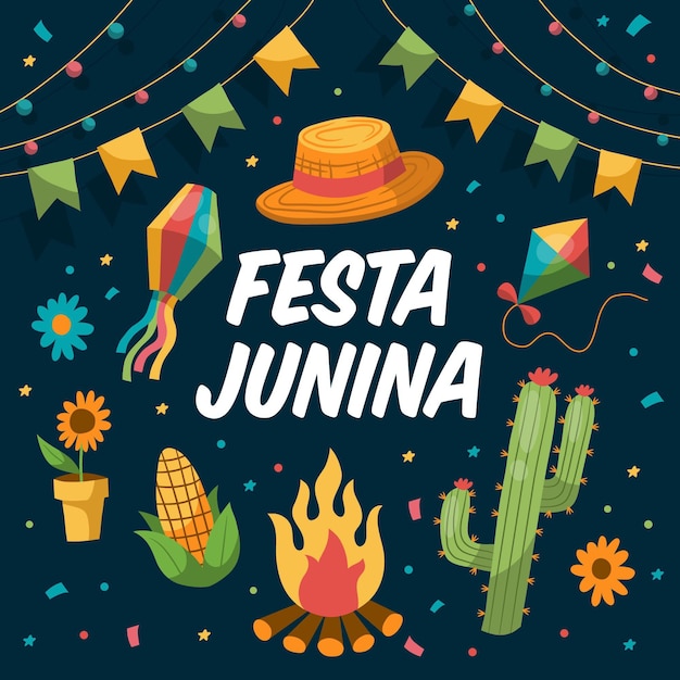 Festa Junina disegnata a mano