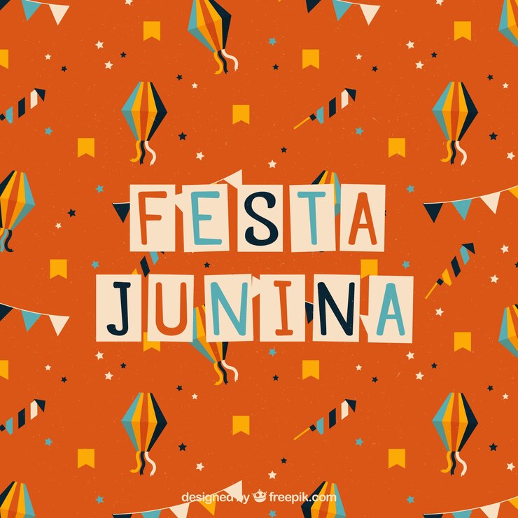 Vettore gratuito festa junina sfondo con elementi colorati del partito