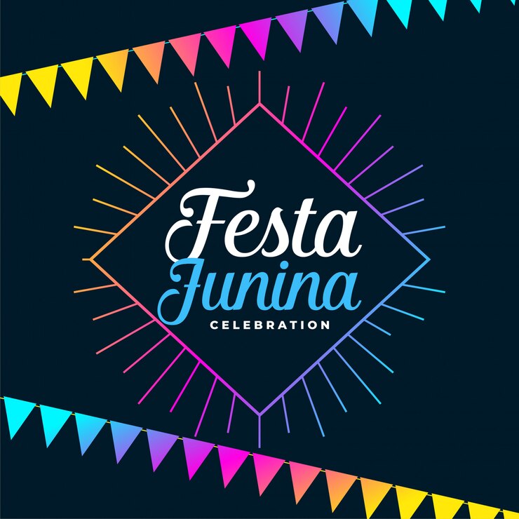 Vettore gratuito festa junina sfondo vacanze con decorazioni colorate ghirlande