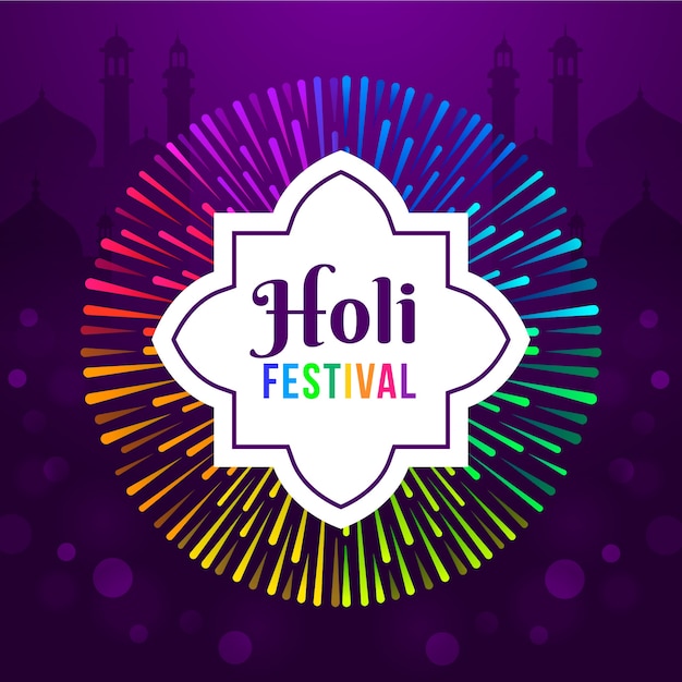 Festival di Holi con fuochi d'artificio color arcobaleno