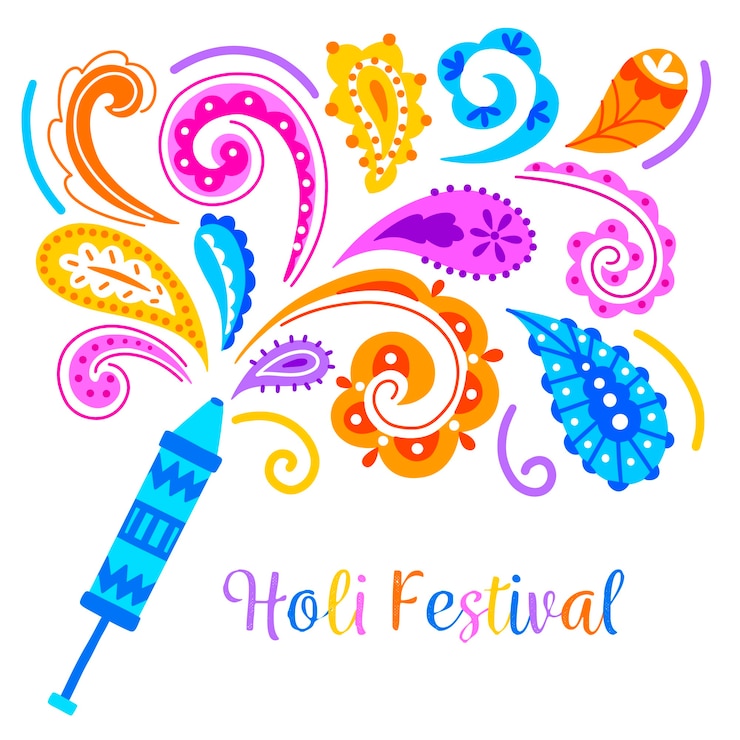 Vettore gratuito festival di holi disegnati a mano