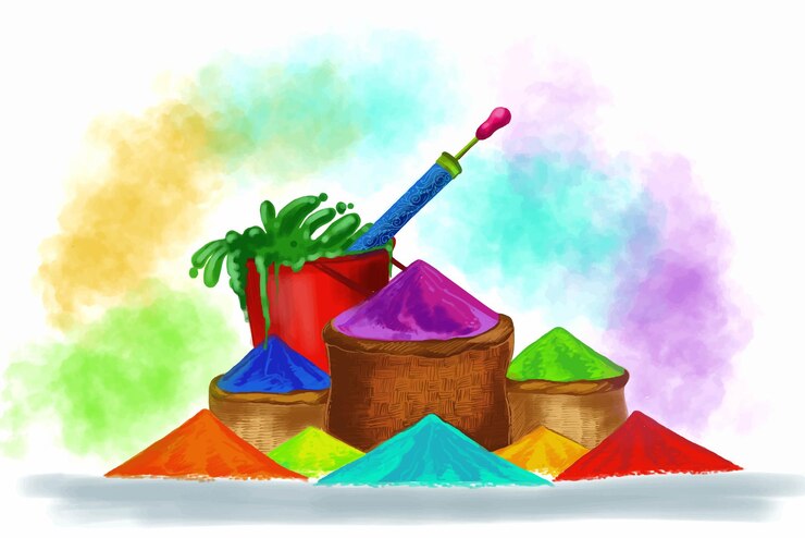 Vettore gratuito festival di holi felice della priorità bassa di celebrazione di colori
