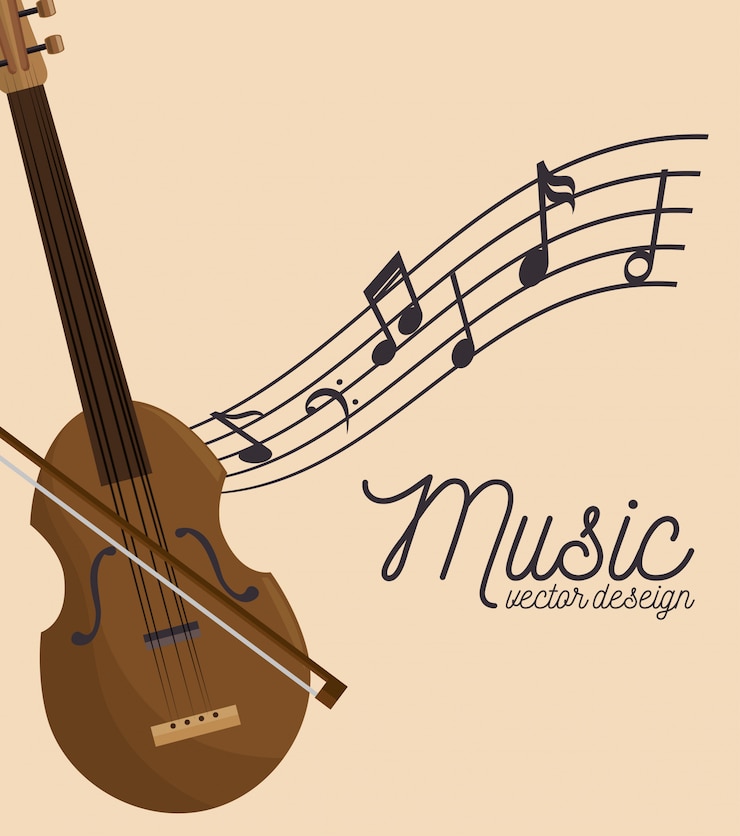 Vettore gratuito festival di musica violino di legno e note
