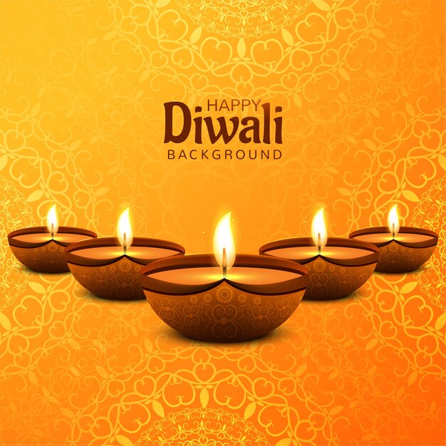 Festival felice di Diwali con la priorità bassa decorativa della carta di celebrazione della lampada a olio