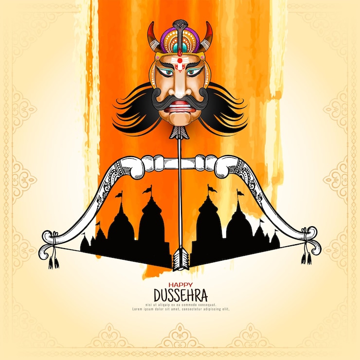 Vettore gratuito festival indiano tradizionale happy dussehra celebrazione sfondo disegno vettoriale