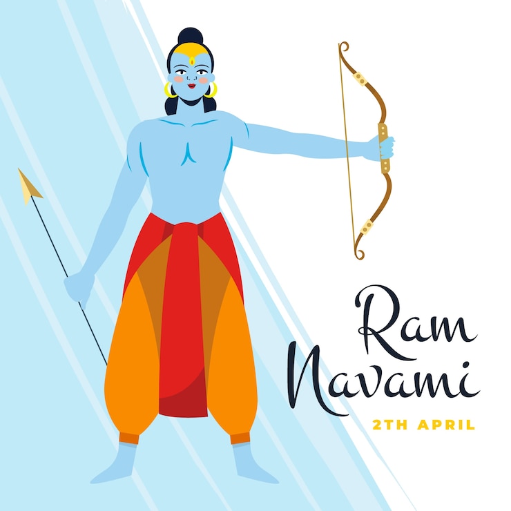 Vettore gratuito festività di ram navami disegnati a mano