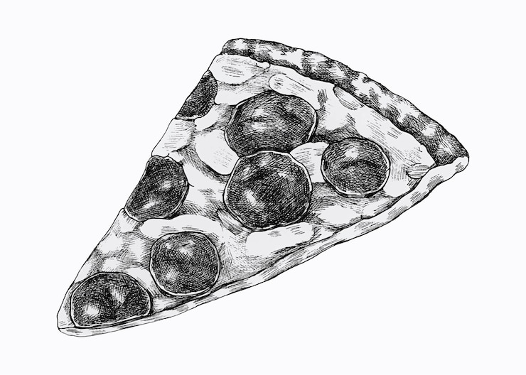 Vettore gratuito fetta di pizza disegnata a mano