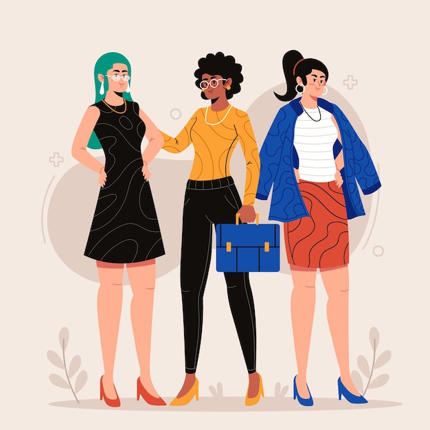 Fiducioso imprenditrici femminili design piatto