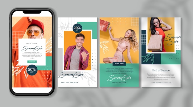 Fine della raccolta di storie di instagram di vendita estiva