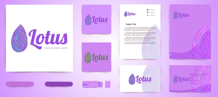 Vettore gratuito fiore di loto, logo di bellezza e ispirazione per il design del modello di branding del biglietto da visita isolata su sfondi bianchi