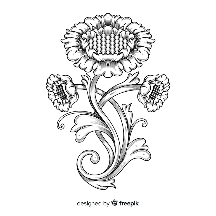 Vettore gratuito fiore ornamentale disegnato a mano