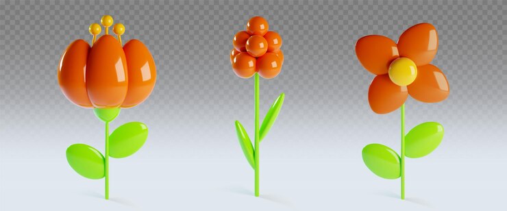 Vettore gratuito fiori di argilla rossa su uno sfondo trasparente