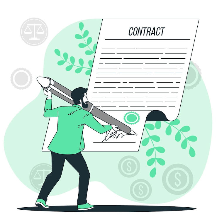 Vettore gratuito firmare un'illustrazione del concetto di contratto