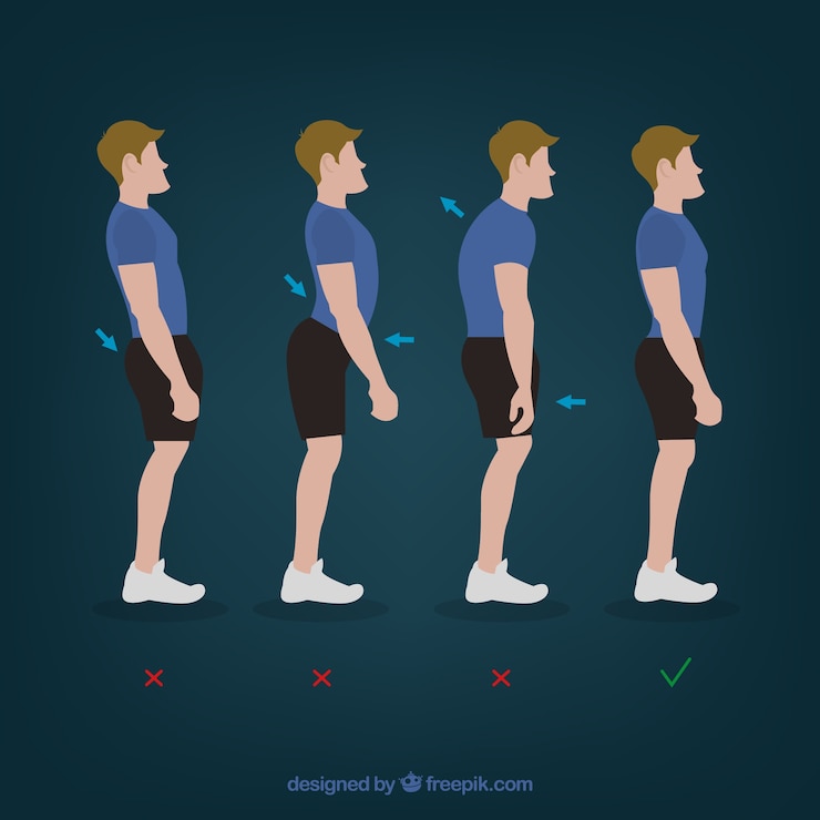 Vettore gratuito fisioterapia mal di schiena posture