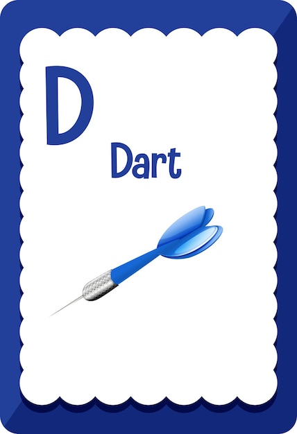 Flashcard alfabeto con lettera D per Dart