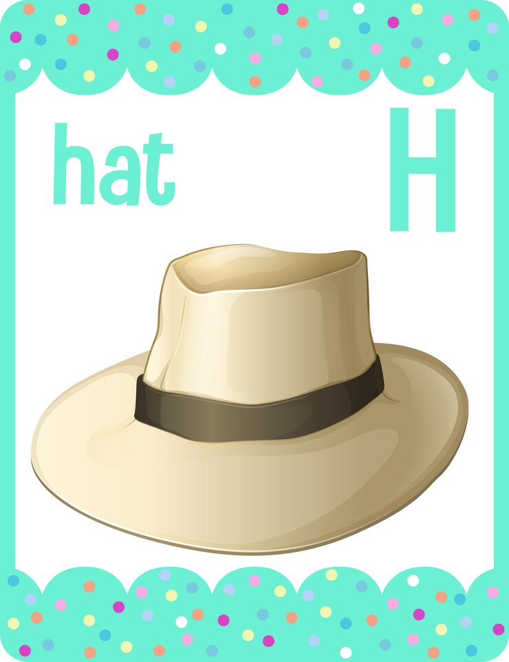 Vettore gratuito flashcard dell'alfabeto con la lettera h per il cappello