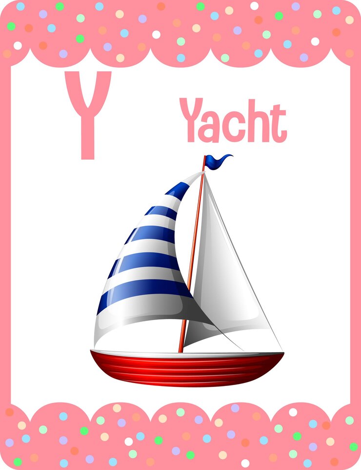 Vettore gratuito flashcard dell'alfabeto con la lettera y per yacht